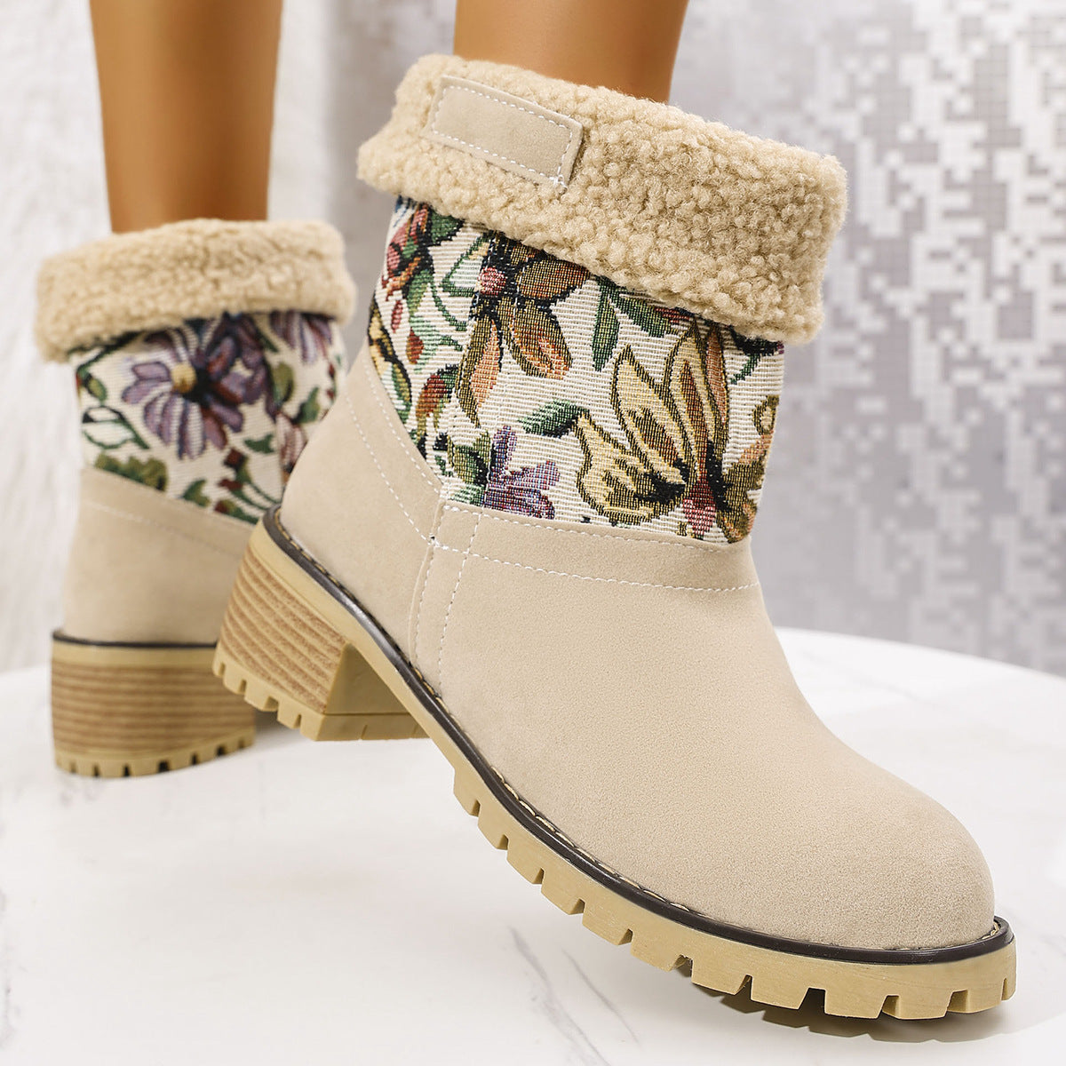 Embroidered Snow Boots