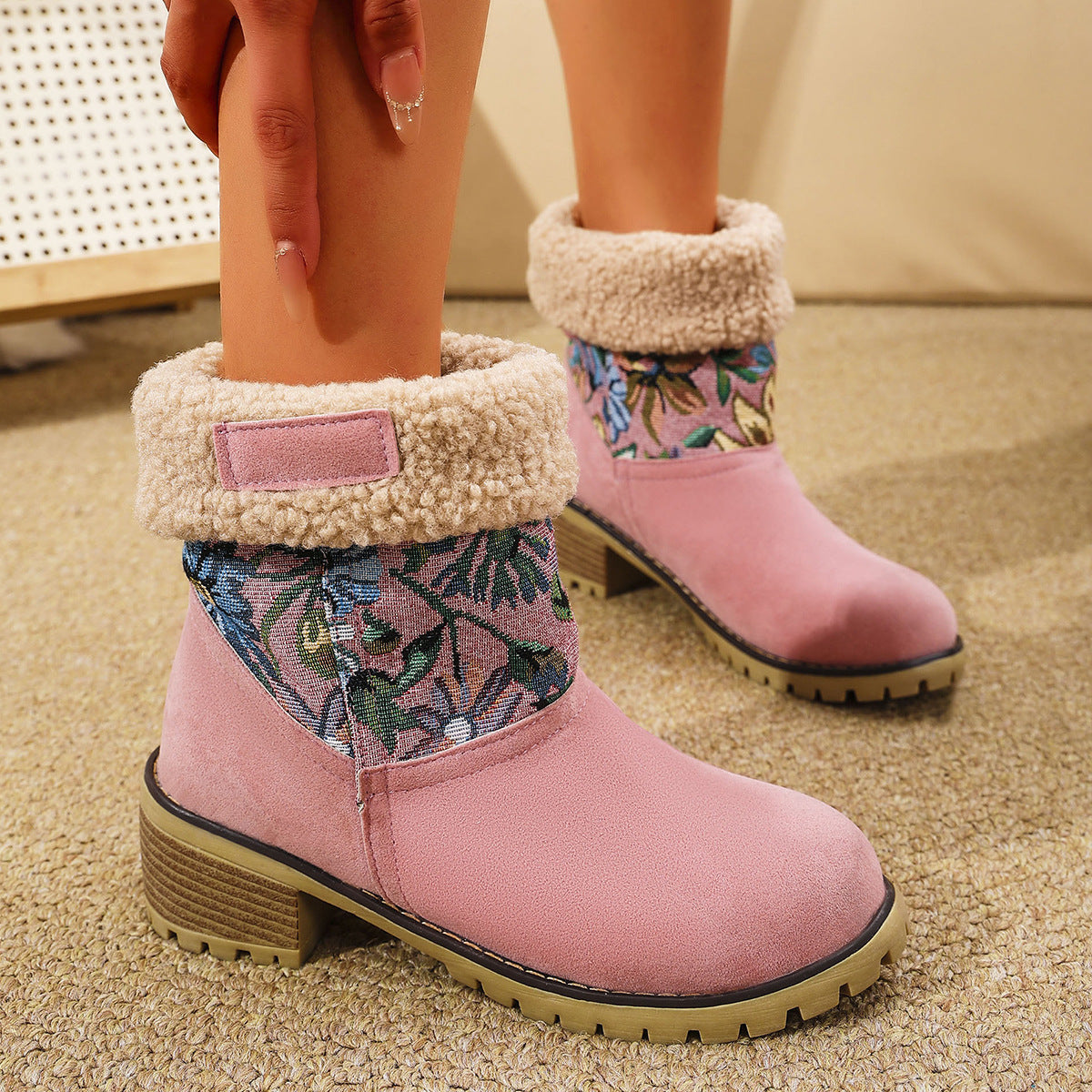 Embroidered Snow Boots
