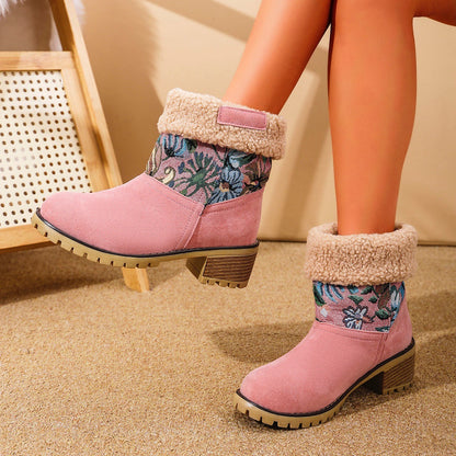 Embroidered Snow Boots