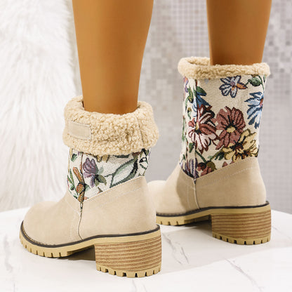 Embroidered Snow Boots