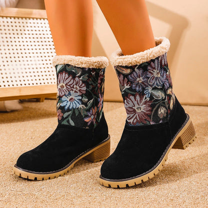Embroidered Snow Boots